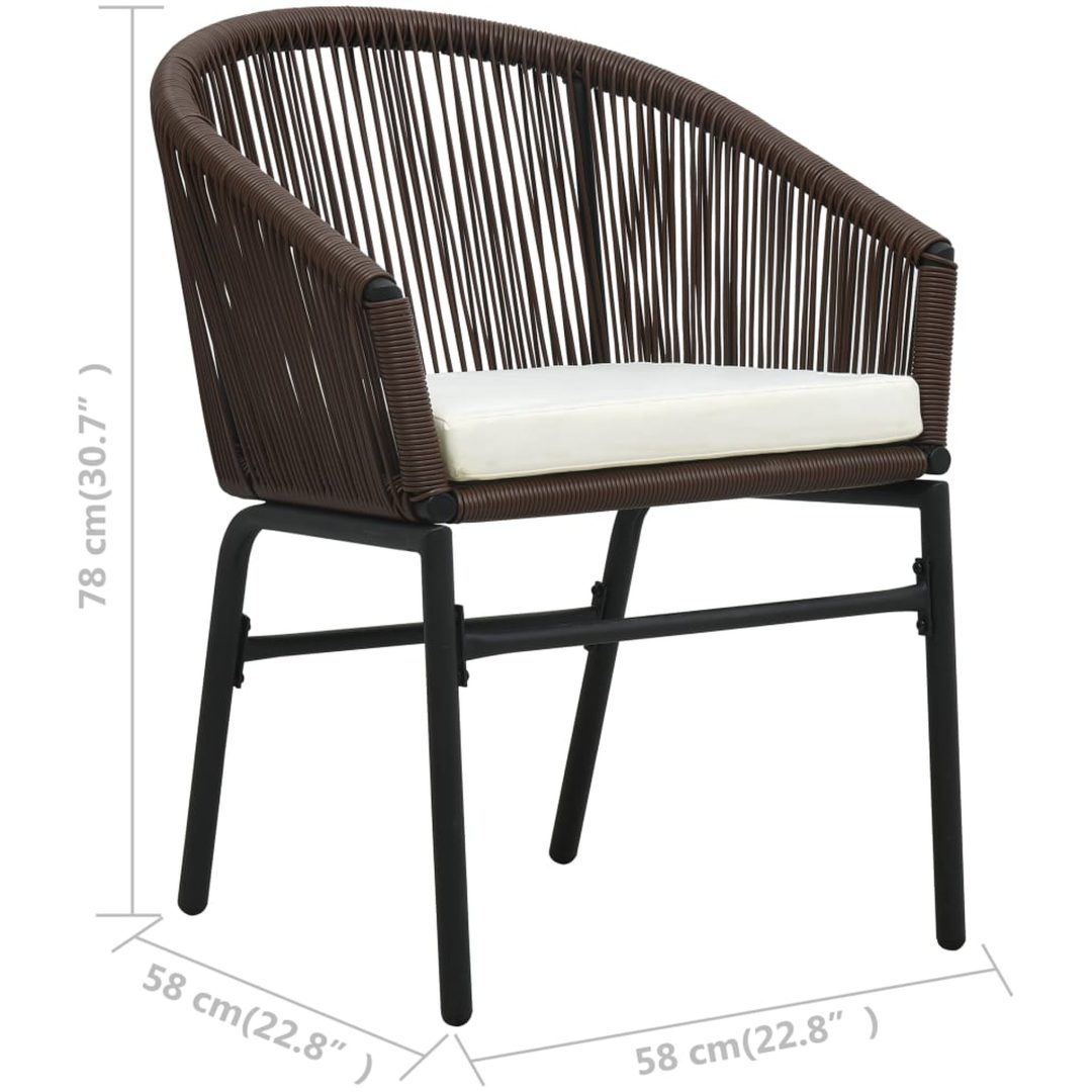 Bistrogrupp 3 delar med dynor PE-rotting brun vidaXL – bild 11