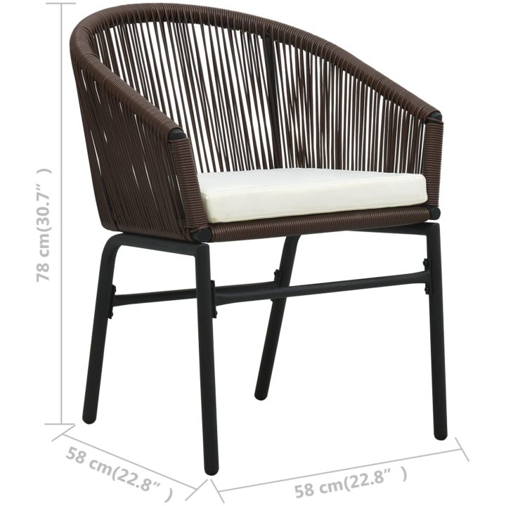 Bistrogrupp 3 delar med dynor PE-rotting brun vidaXL – bild 11