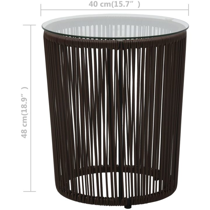 Bistrogrupp 3 delar med dynor PE-rotting brun vidaXL – bild 12