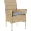 Bistrogrupp med dynor 3 delar beige konstrotting och glas vidaXL – miniatyr 3