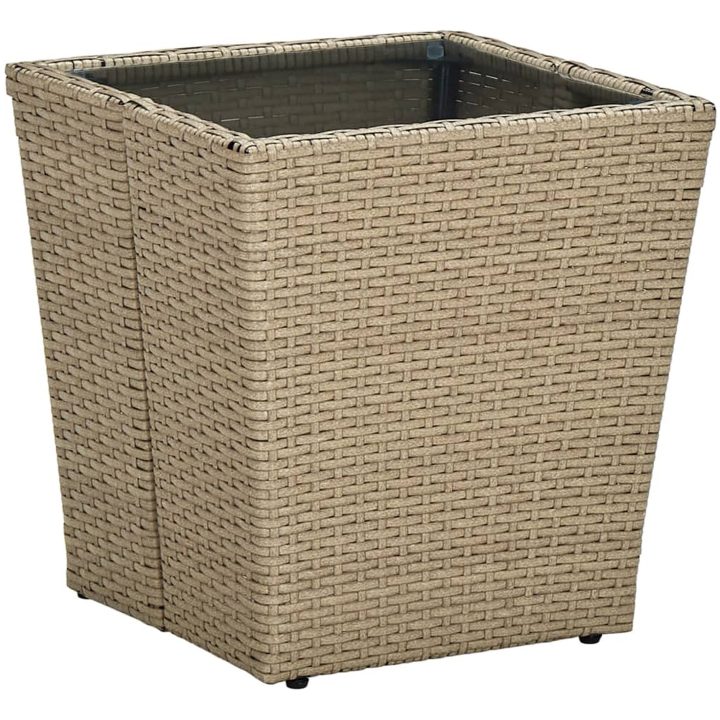 Bistrogrupp med dynor 3 delar beige konstrotting och glas vidaXL – bild 4