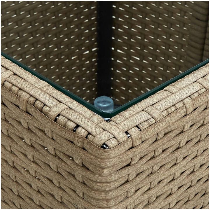 Bistrogrupp med dynor 3 delar beige konstrotting och glas vidaXL – bild 6