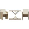 Bistrogrupp med dynor 3 delar beige konstrotting vidaXL – miniatyr 2
