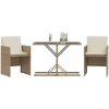 Bistrogrupp med dynor 3 delar beige konstrotting vidaXL – miniatyr 3
