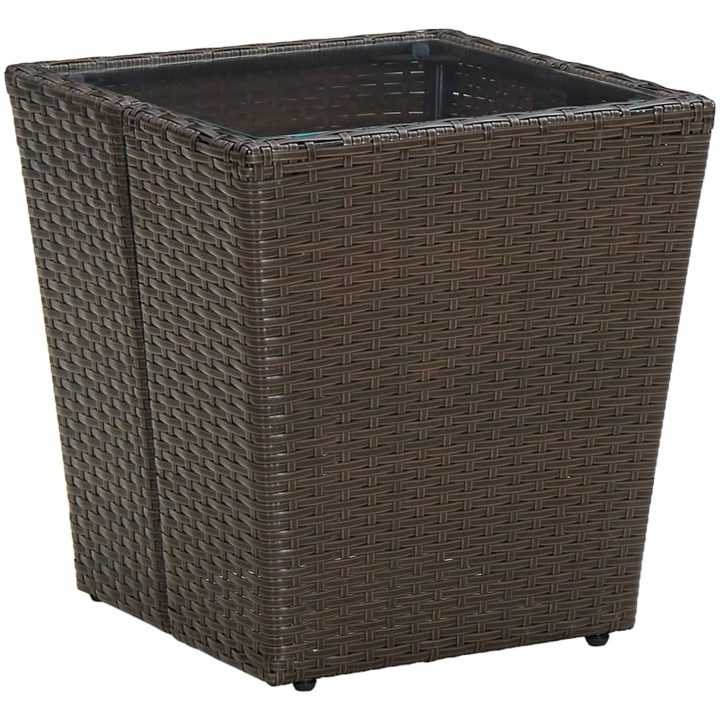 Bistrogrupp med dynor 3 delar brun konstrotting och glas vidaXL – bild 4