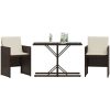 Bistrogrupp med dynor 3 delar brun konstrotting vidaXL – miniatyr 3