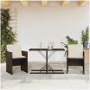 Bistrogrupp med dynor 3 delar brun konstrotting vidaXL – miniatyr 1