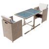 Bistrogrupp med dynor 3 delar konstrotting beige vidaXL – miniatyr 2