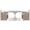Bistrogrupp med dynor 3 delar konstrotting beige vidaXL – miniatyr 5