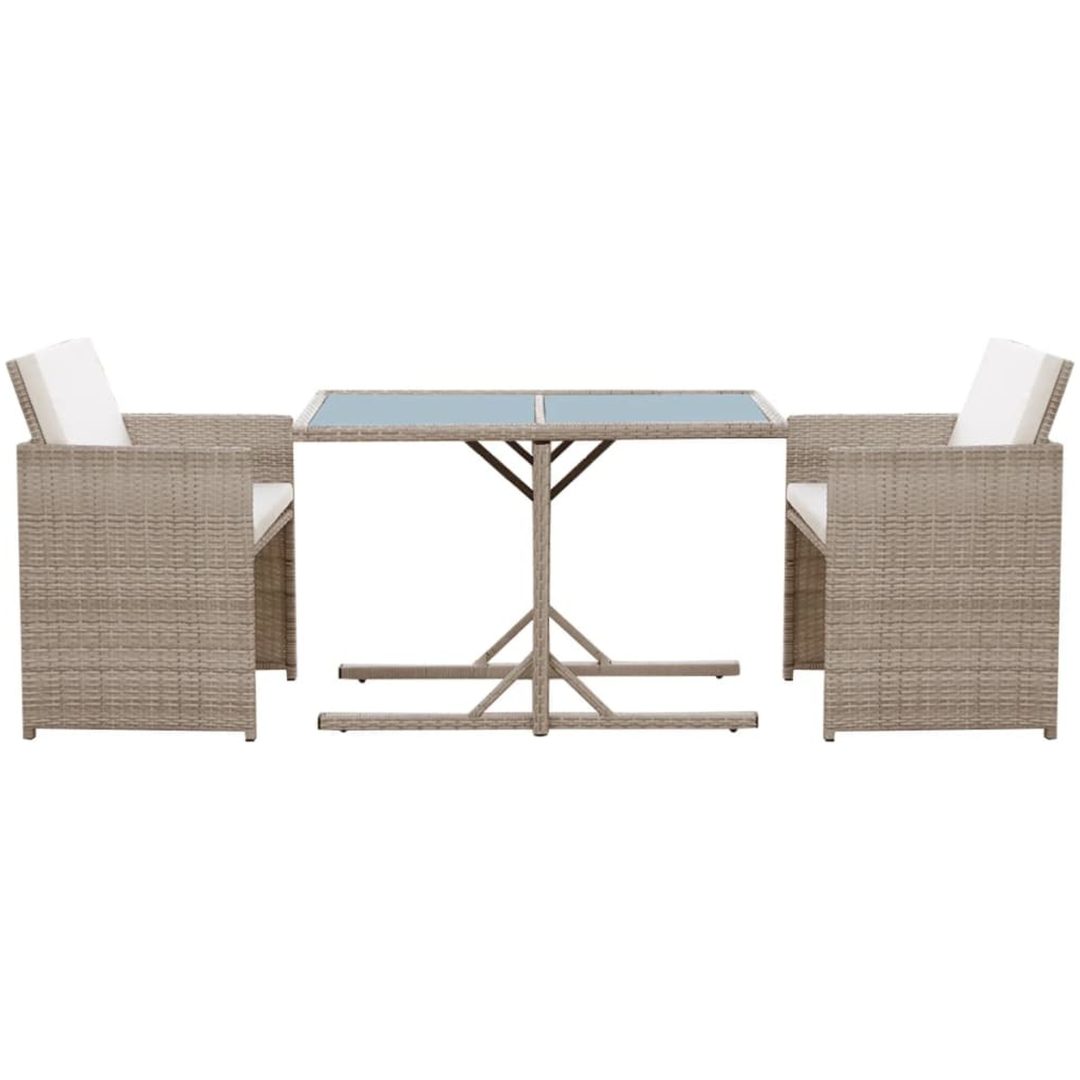 Bistrogrupp med dynor 3 delar konstrotting beige vidaXL – bild 5