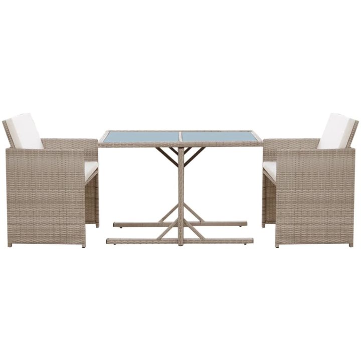 Bistrogrupp med dynor 3 delar konstrotting beige vidaXL – bild 5