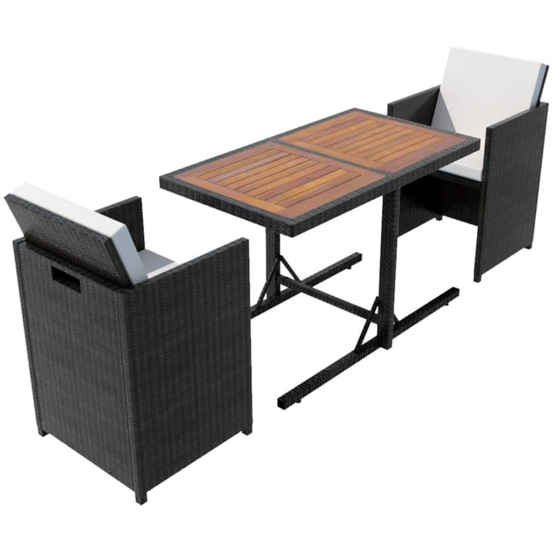 Bistrogrupp med dynor 3 delar konstrotting svart vidaXL – bild 2