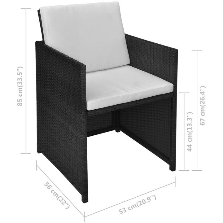 Bistrogrupp med dynor 3 delar konstrotting svart vidaXL – bild 11