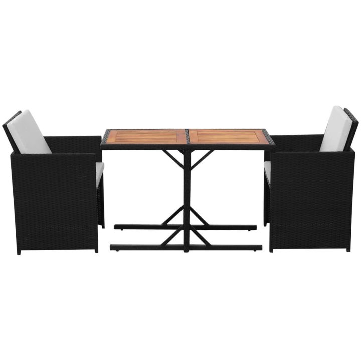 Bistrogrupp med dynor 3 delar konstrotting svart vidaXL – bild 3