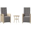 Bistrogrupp med dynor 3 delar mixbeige konstrotting vidaXL – miniatyr 2