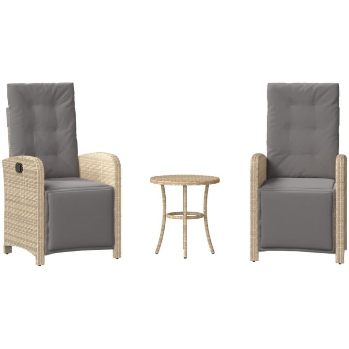 Bistrogrupp med dynor 3 delar mixbeige konstrotting vidaXL – bild 2