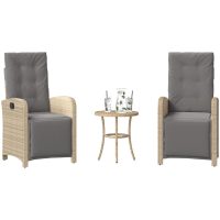 Bistrogrupp med dynor 3 delar mixbeige konstrotting vidaXL
