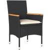 Bistrogrupp med dynor 3 delar svart konstrotting och glas vidaXL – miniatyr 3