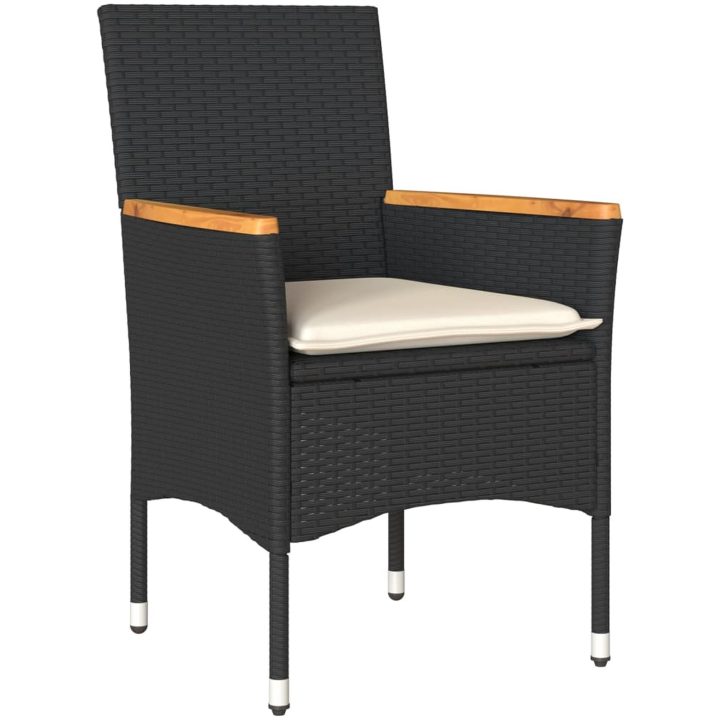 Bistrogrupp med dynor 3 delar svart konstrotting och glas vidaXL – bild 3