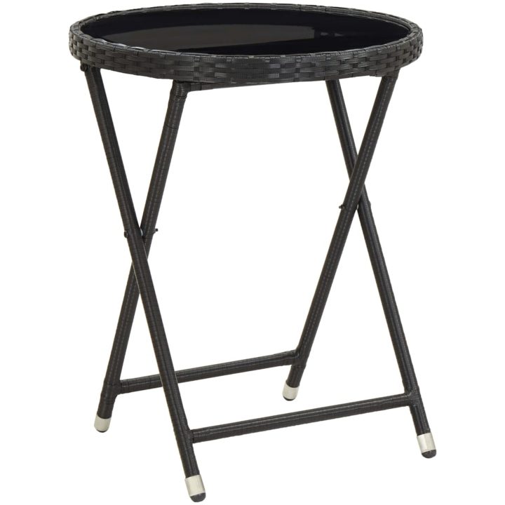 Bistrogrupp med dynor 3 delar svart konstrotting och glas vidaXL – bild 4