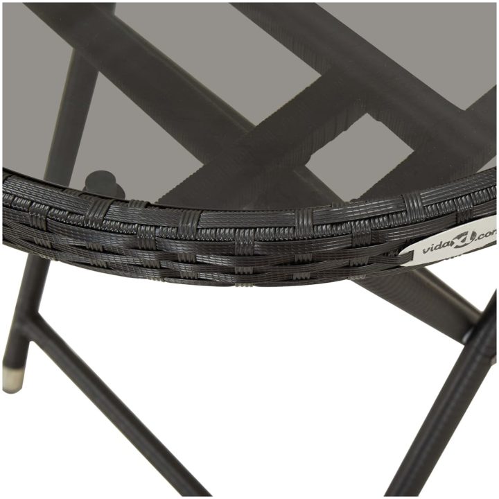 Bistrogrupp med dynor 3 delar svart konstrotting och glas vidaXL – bild 6