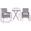 Bistrogrupp med dynor 3 delar svart konstrotting och glas vidaXL – miniatyr 7