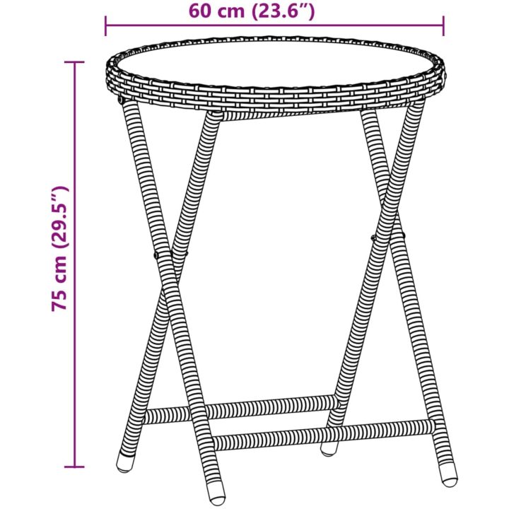 Bistrogrupp med dynor 3 delar svart konstrotting och glas vidaXL – bild 9