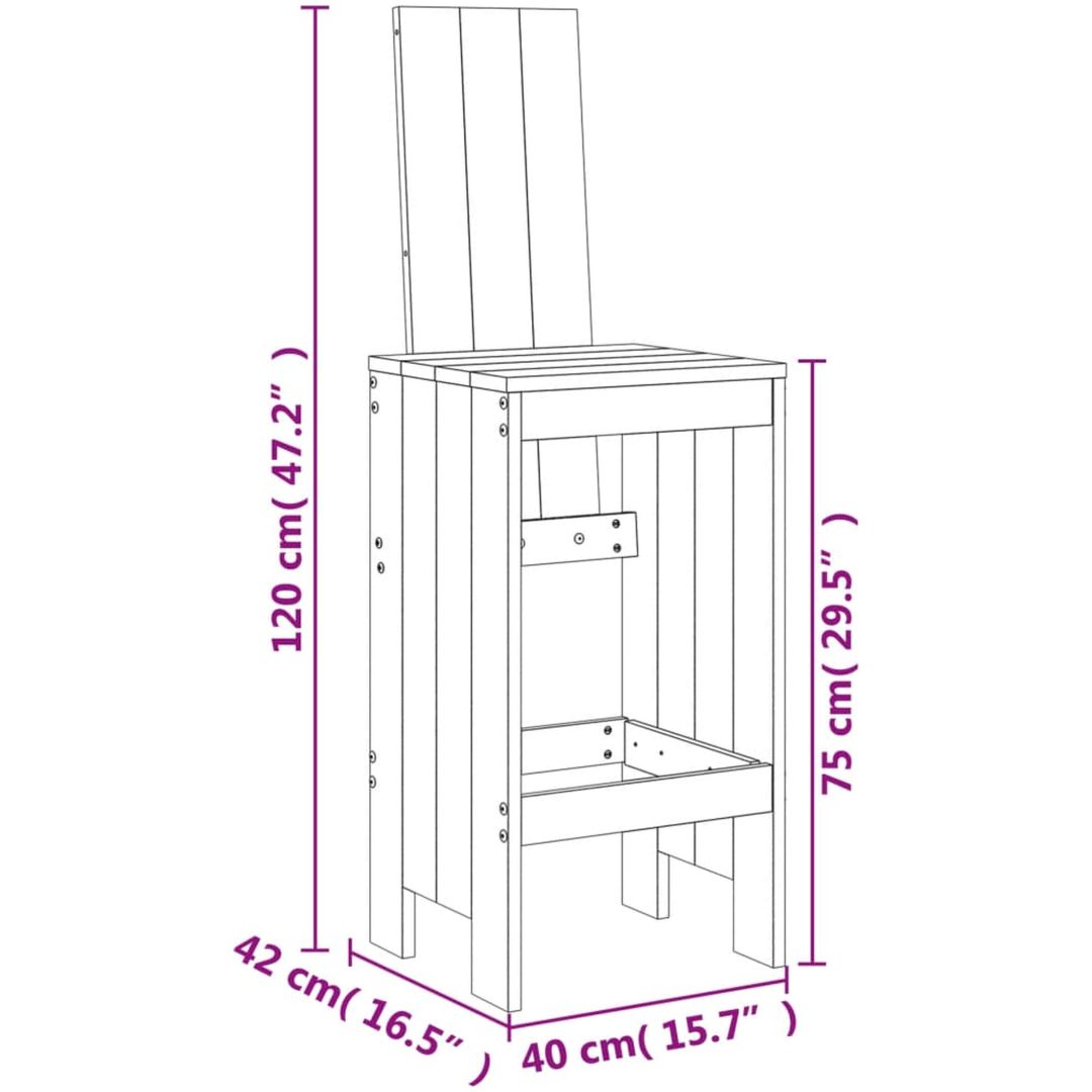 Bistroset 3 delar massiv douglasgran vidaXL – bild 10