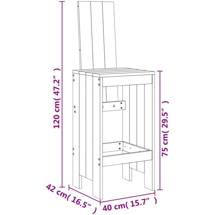Bistroset 3 delar massiv douglasgran vidaXL – bild 10