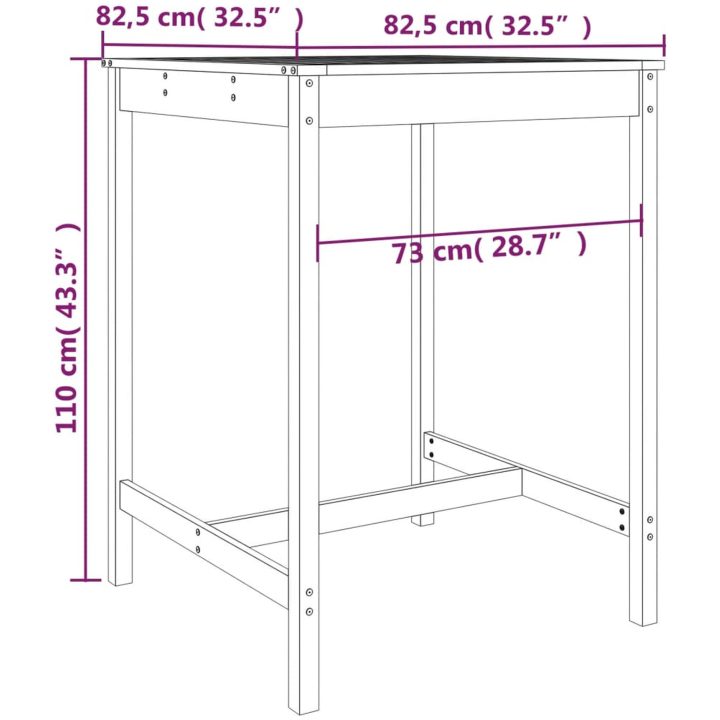 Bistroset 3 delar massivt douglasträ vidaXL – bild 9