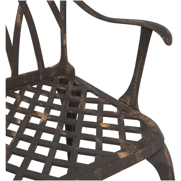 Bistroset för trädgården 3 delar brons gjuten aluminium vidaXL 80x80x75 cm – bild 11