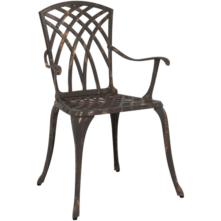Bistroset för trädgården 3 delar brons gjuten aluminium vidaXL 80x80x75 cm – bild 4