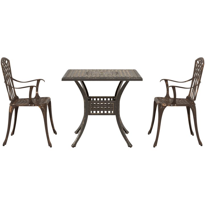 Bistroset för trädgården 3 delar brons gjuten aluminium vidaXL 80x80x75 cm – bild 6