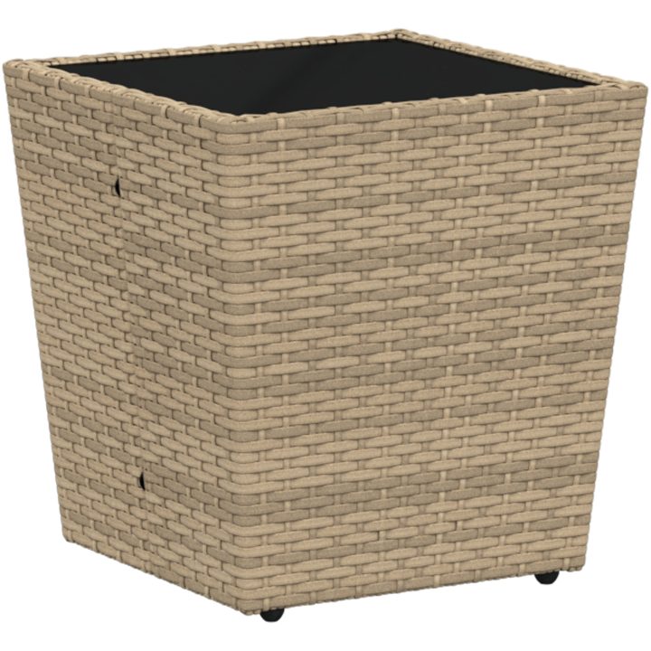 Bistroset för trädgården 3 delar med dynor beige konstrotting vidaXL Liten – bild 5
