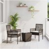 Bistroset för trädgården 3 delar med dynor brun konstrotting vidaXL Liten – miniatyr 1