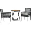 Bistroset för trädgården 3 delar med dynor svart konstrotting vidaXL Liten – miniatyr 2