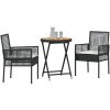 Bistroset för trädgården 3 delar med dynor svart konstrotting vidaXL Liten – miniatyr 3