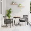 Bistroset för trädgården 3 delar med dynor svart konstrotting vidaXL Liten – miniatyr 1