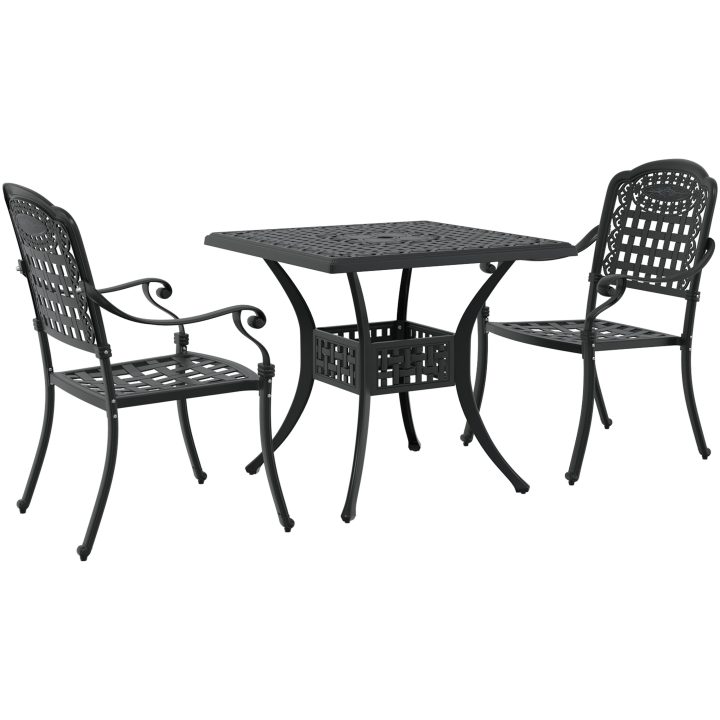 Bistroset för trädgården 3 delar svart gjuten aluminium vidaXL Medium – bild 2