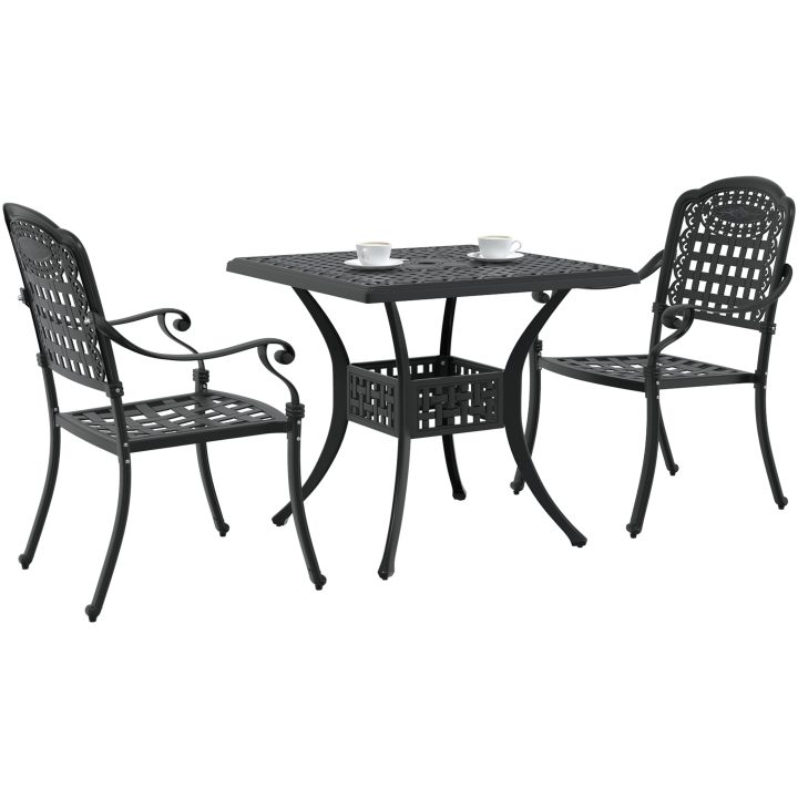 Bistroset för trädgården 3 delar svart gjuten aluminium vidaXL Medium – bild 3