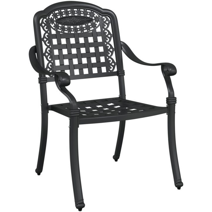 Bistroset för trädgården 3 delar svart gjuten aluminium vidaXL Medium – bild 4