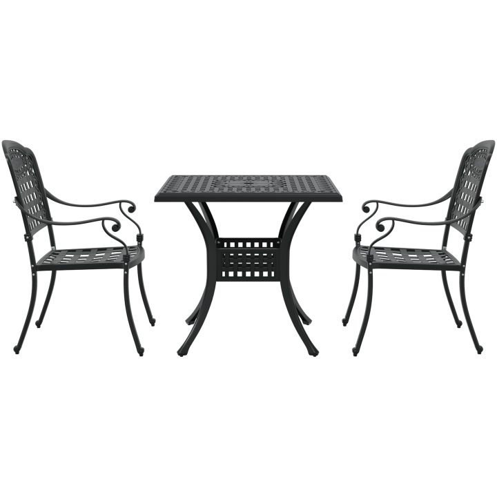 Bistroset för trädgården 3 delar svart gjuten aluminium vidaXL Medium – bild 6