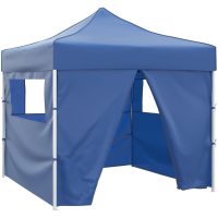 Blått hopfällbart tält 3 x 3 m med 4 väggar vidaXL