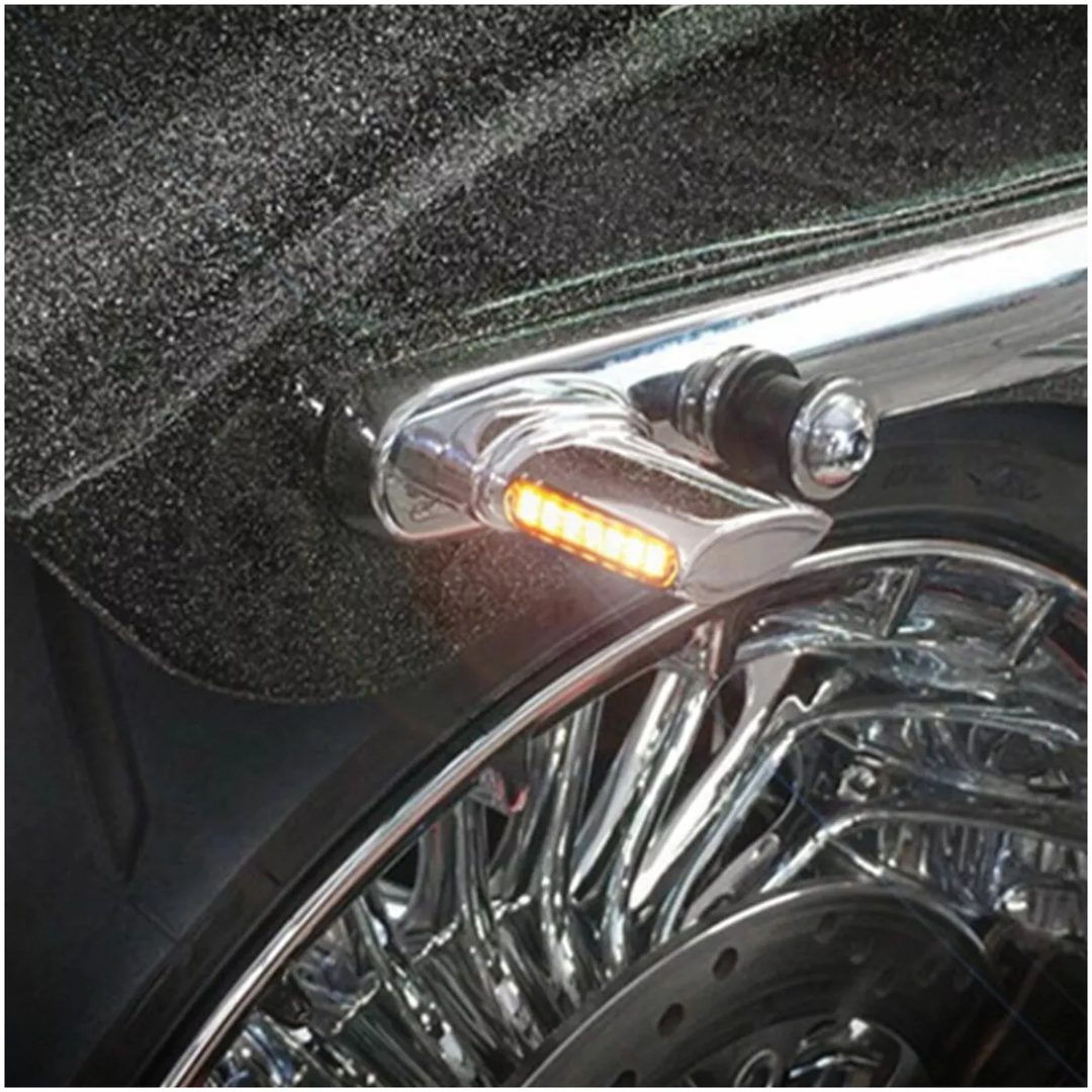 Blinkers Winglets Led Svart/Krom HEINZ BIKES Blinkers – bild 3
