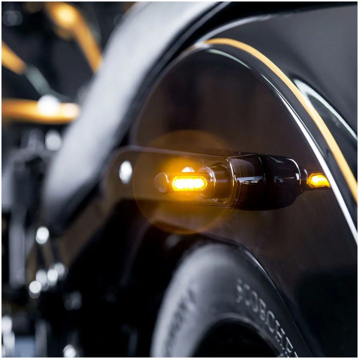 Blinkers Winglets Micro Fender Bärnsten/Krom HEINZ BIKES Blinkers – bild 2