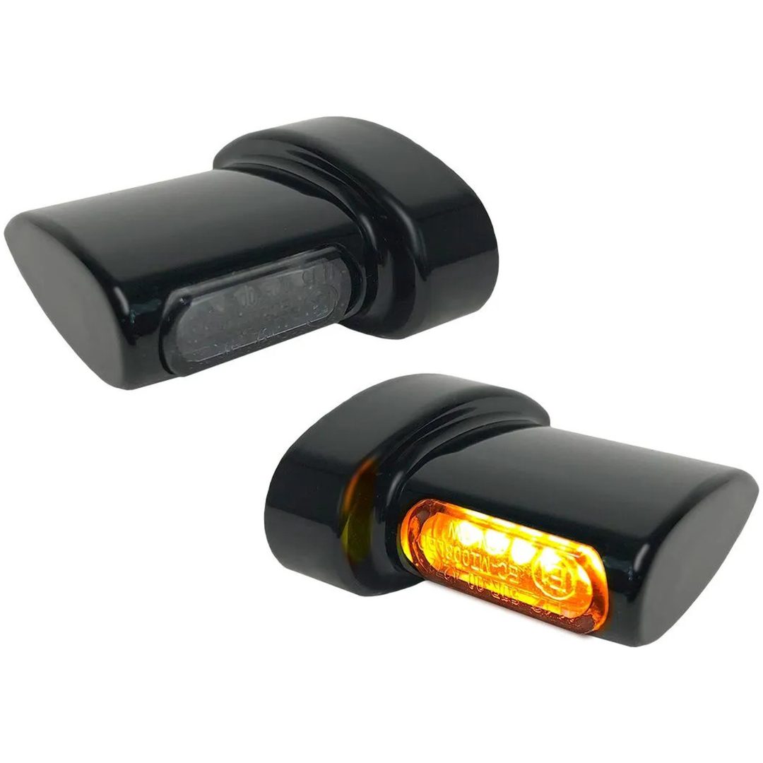 Blinkers Winglets Micro Fender Flasher Bärnstensfärgad/Svart HEINZ BIKES säljs i par