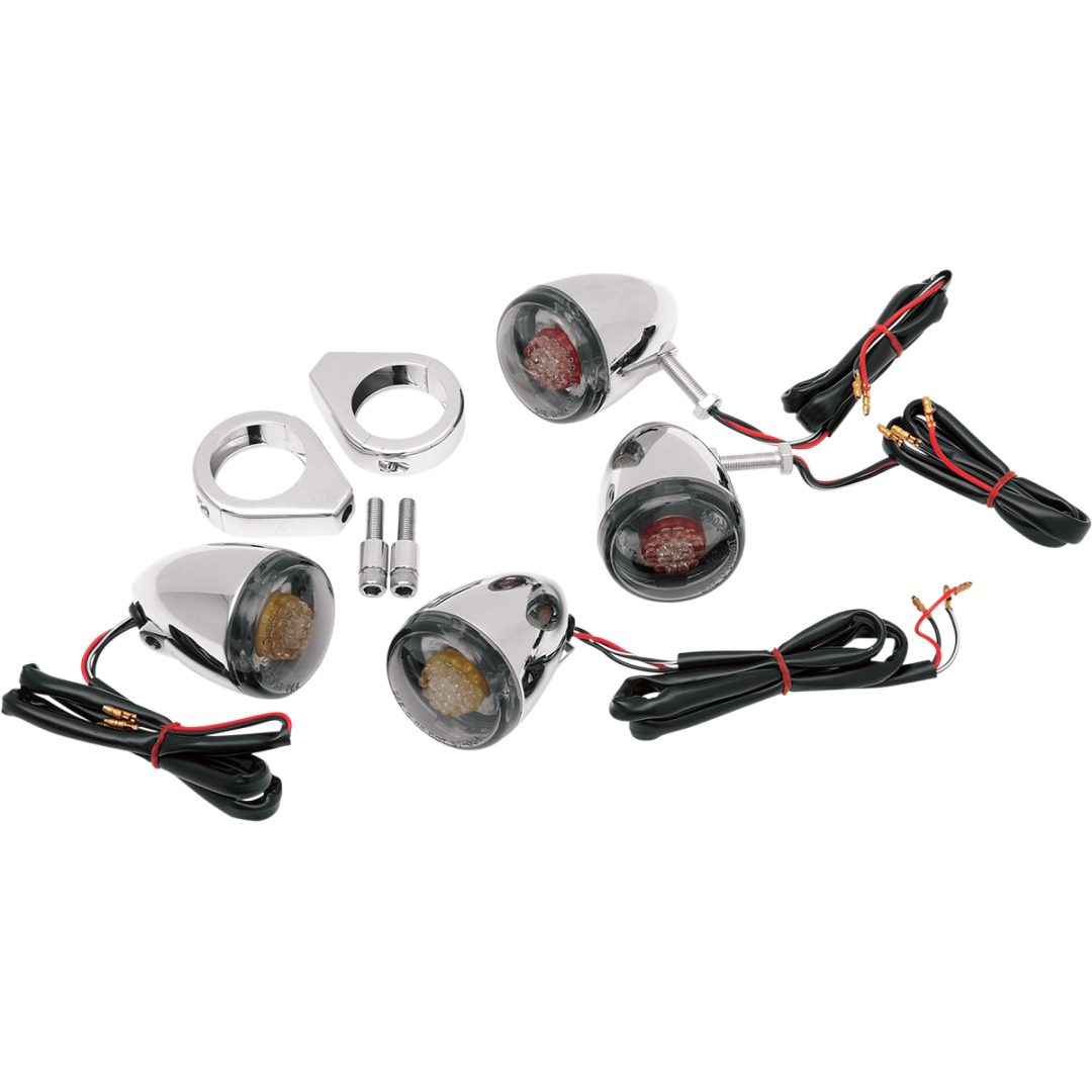 Blinkerskit Custom Deuce-style Led Rökfärgad/Krom DRAG SPECIALTIES TURN SIGNAL KIT, RED-SMK – bild 2