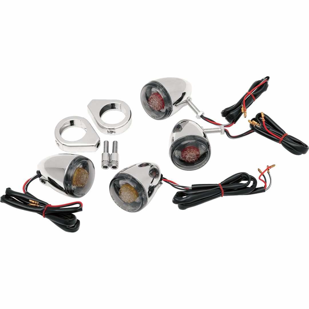 Blinkerskit Custom Deuce-style Led Rökfärgad/Krom DRAG SPECIALTIES TURN SIGNAL KIT, RED-SMK