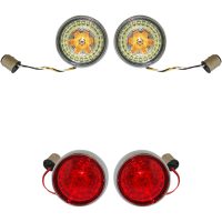 Blinkerskit Komplett Fram & Bak Med Bullet Bezel Linser Röd/Rökfärgad/Svart CUSTOM DYNAMICS