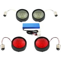 Blinkerskit Komplett Fram & Bak Med Bullet Bezel Linser Röd/Rökfärgad/Svart CUSTOM DYNAMICS